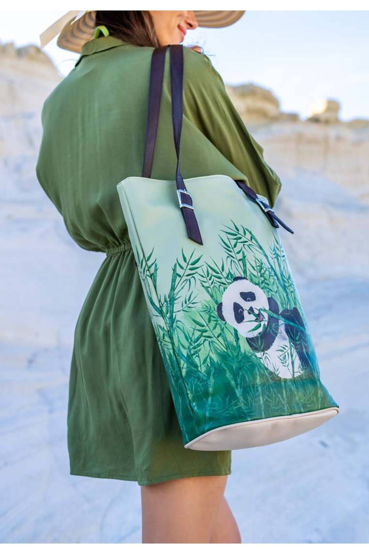 Dogo Kadın Vegan Deri Yeşil Omuz Çantası - Bamboo Lover Tasarım