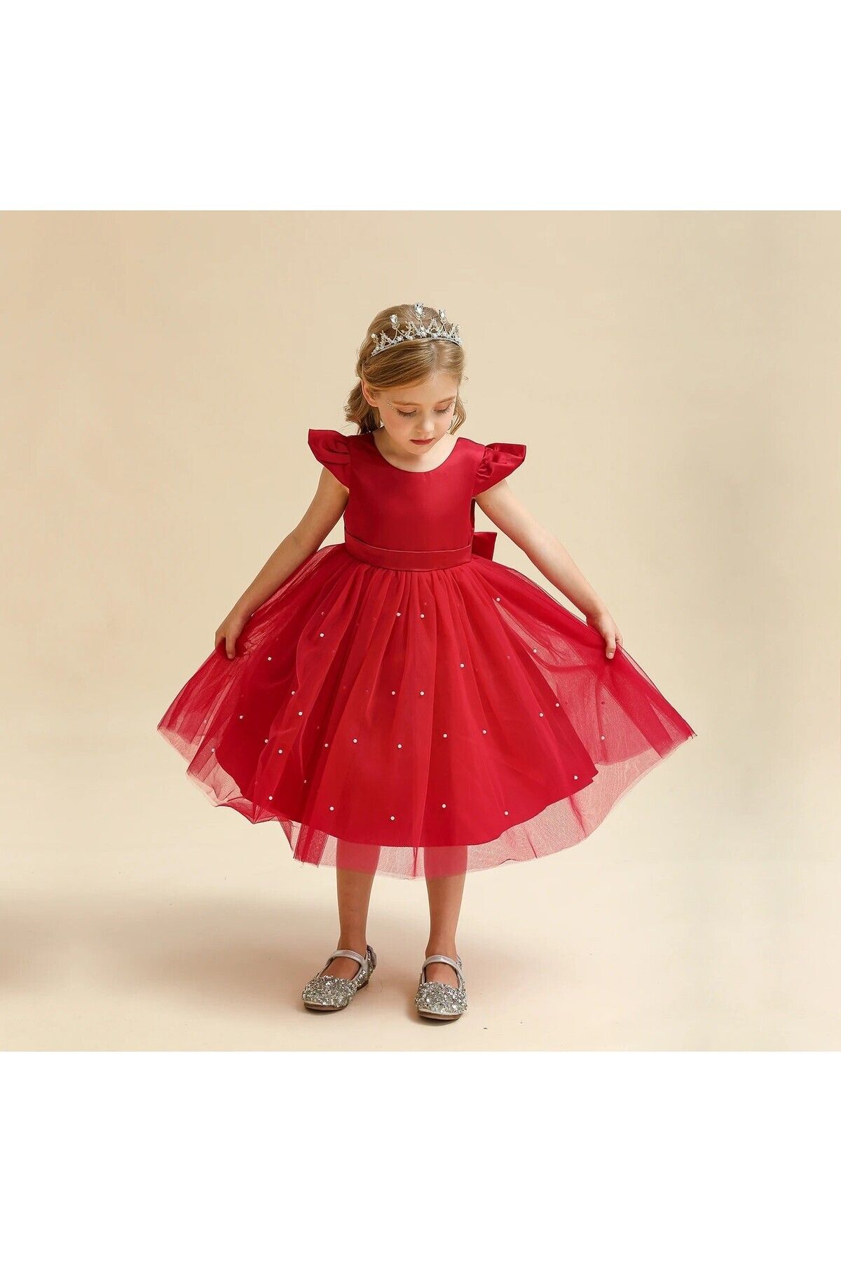 Mashotrend Helsinki Inci Detaylı Amerikan Satenli Kız Çocuk Abiye - Kız Çocuk Elbisesi