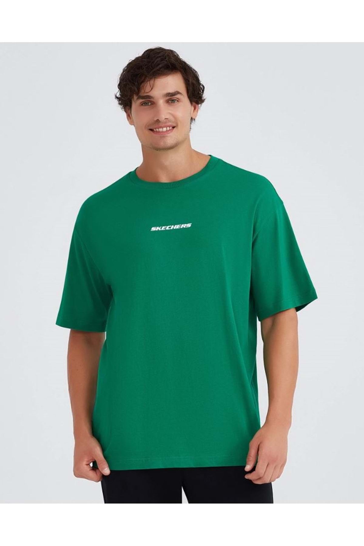Skechers M Graphic Tee Oversize T-shirt S232404- Erkek Tişört Yeşil