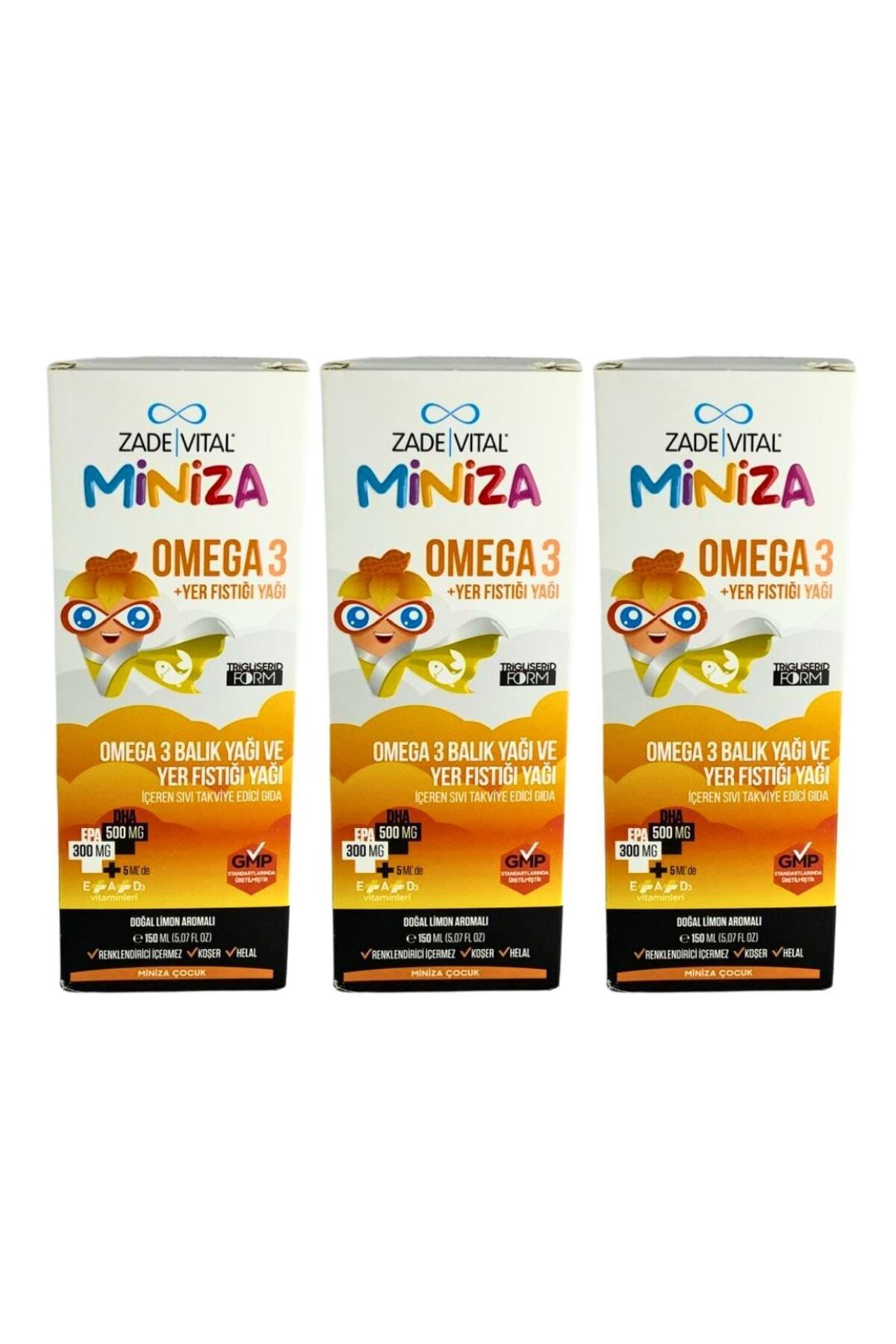 Zade Vital Miniza Omega 3 & Yer Fıstığı Yağı 150 Ml 3 Adet