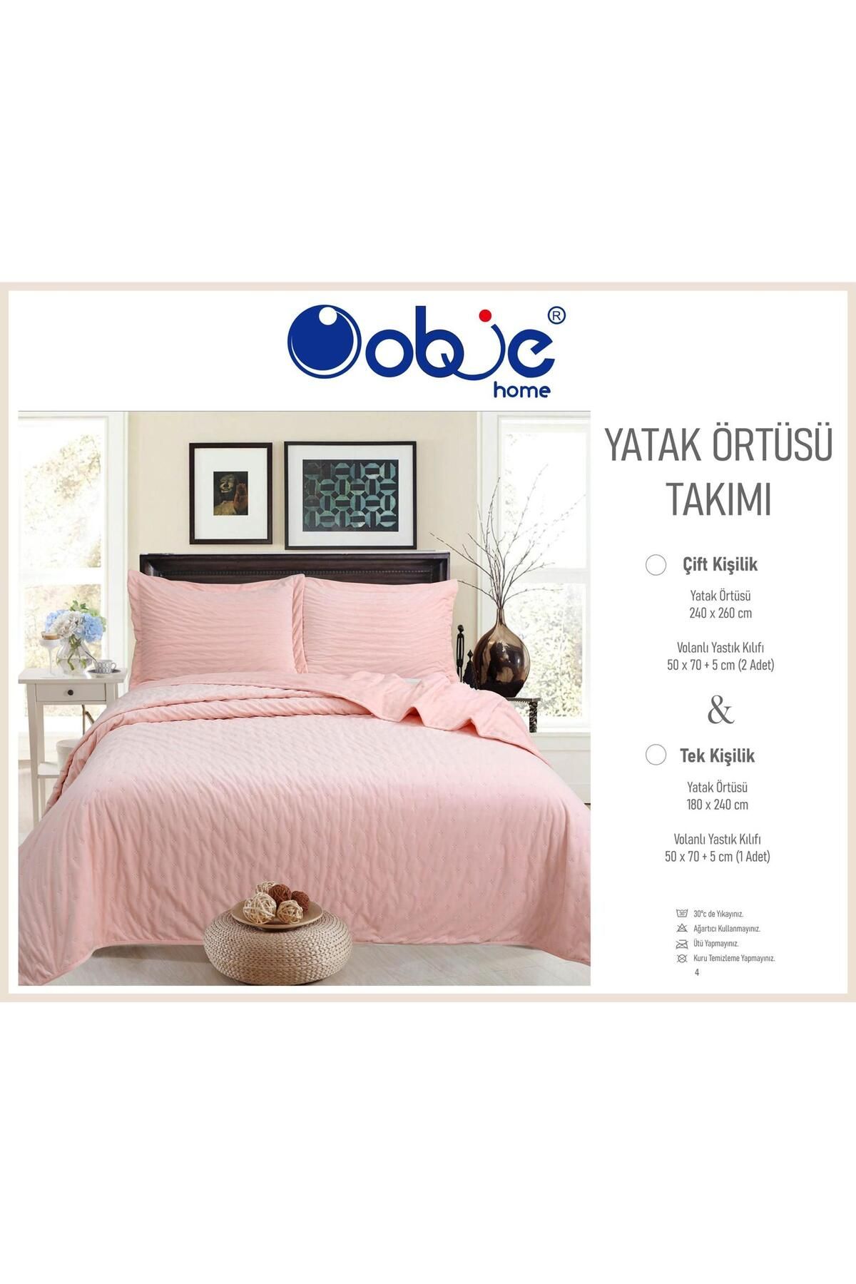 OBJE HOME Kadife tek  Kişilik yatak Örtüsü Takımı