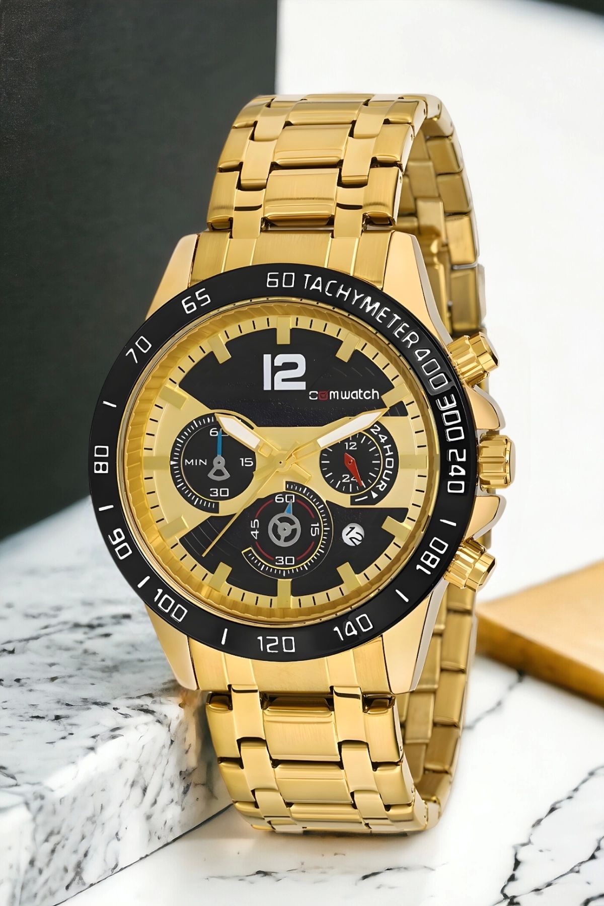 Comwatch Zmcmw004 Gold Renk Çelik Kordon Erkek Saati Bileklik Hediyeli