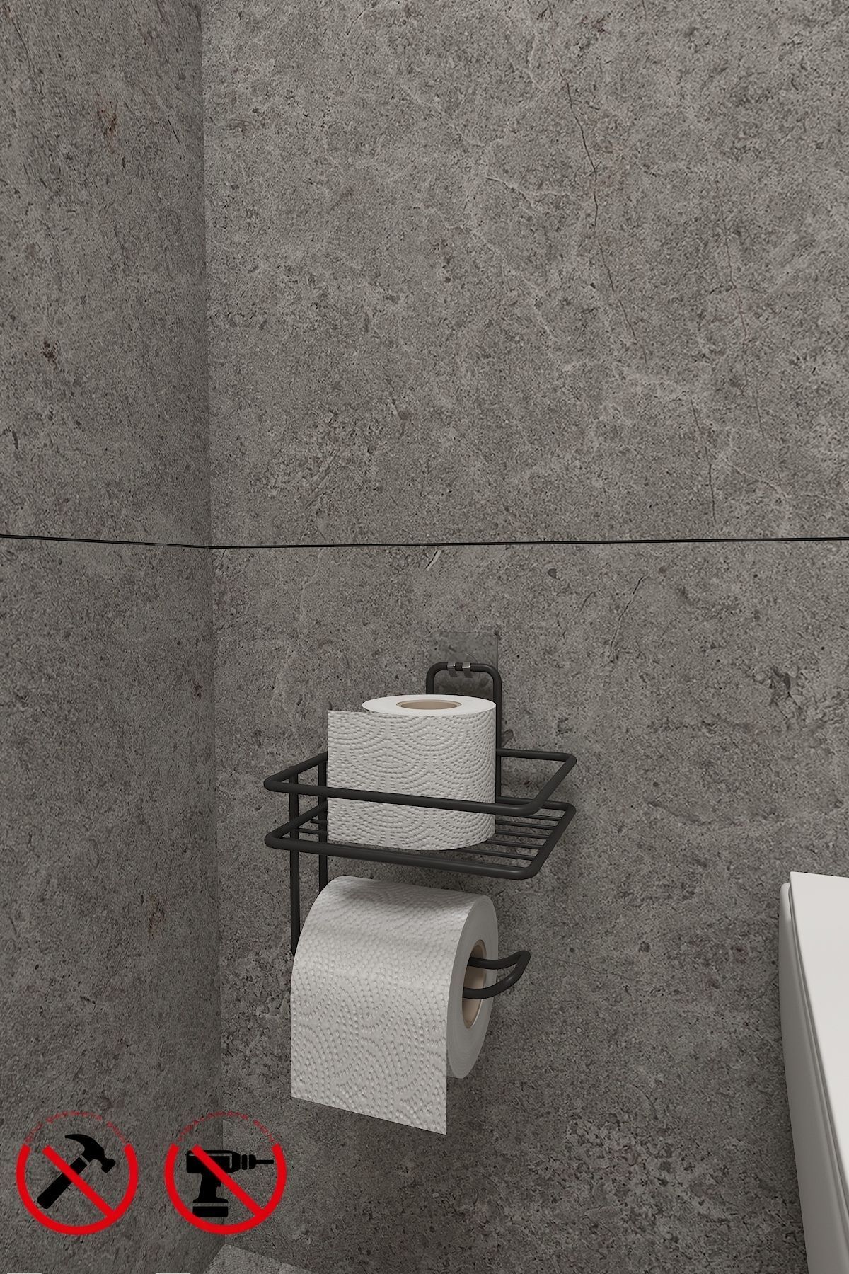 Alper Banyo Güçlü Yapışkanlı Yedek Raflı Tuvalet Kağıdı  Askılığı Banyo Düzenleyici