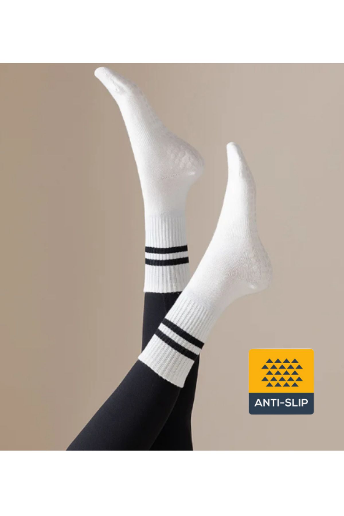 XTR Fitness - Yoga Ve Pilates Için Profesyonel Kaydırmaz Tabanlı Çorap Beyaz