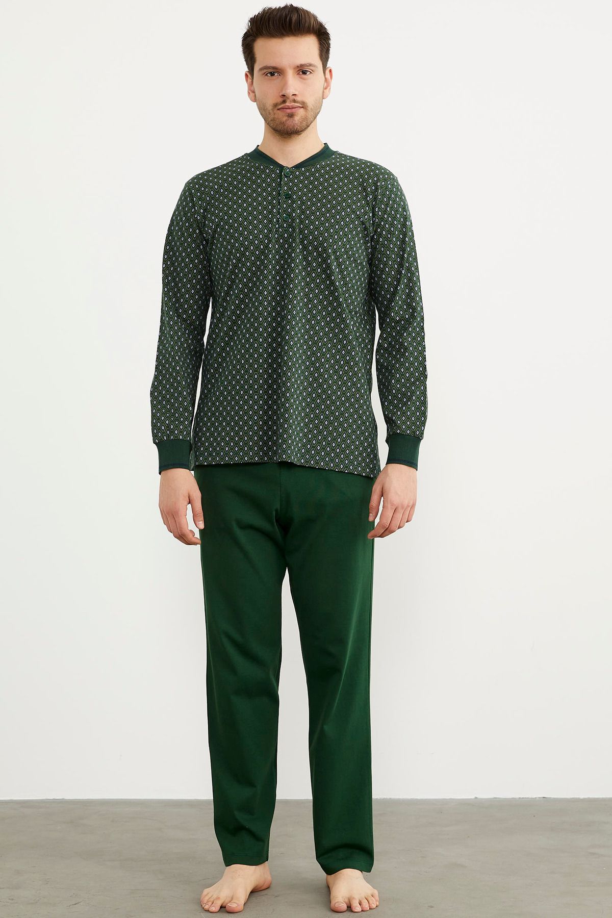 Sementa Desenli Cep Detaylı Pijama Takım - Yeşil