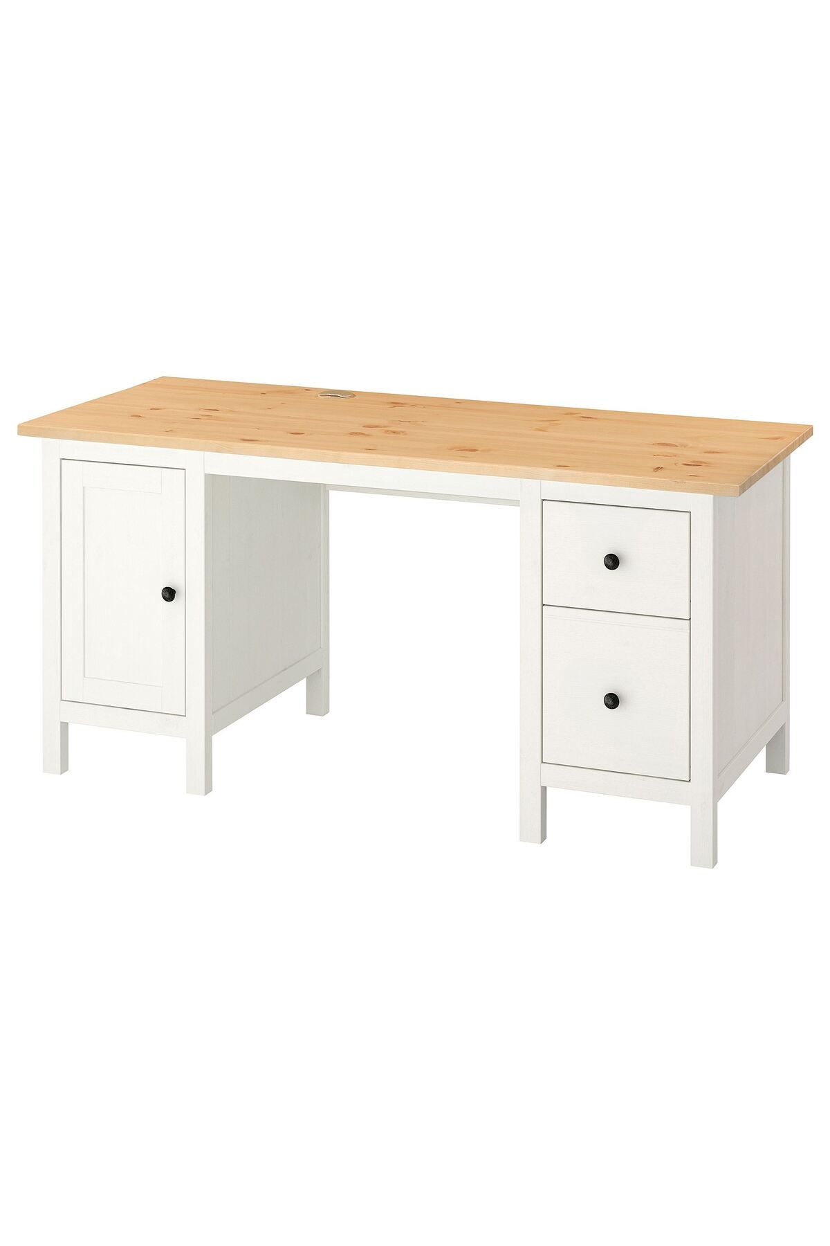 IKEA çalışma masası, beyaz vernik-açık kahverengi, 155x65 cm