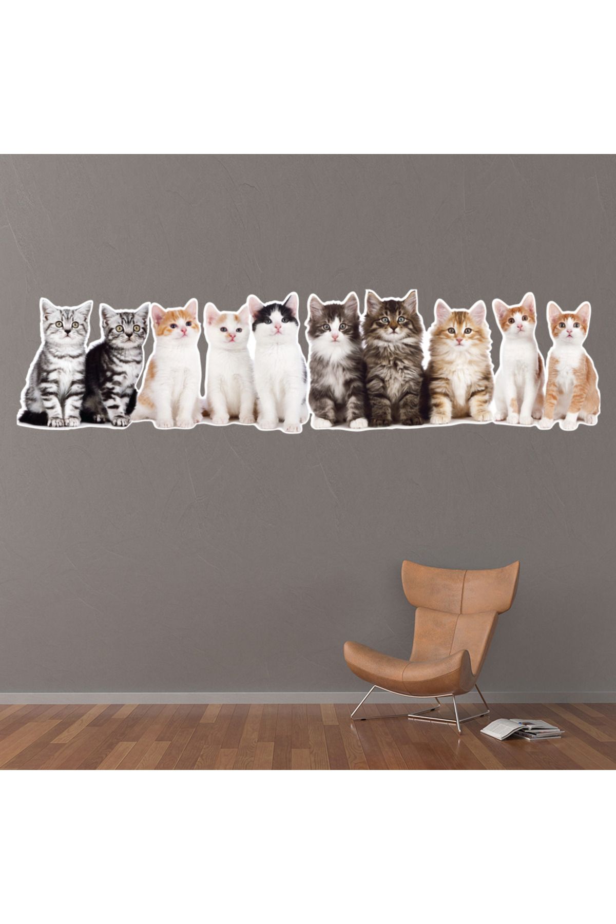 Modatools Kediler Ve Yavru Kedi Dekoratif Duvar Sticker Çıkartma Yatak Çocuk Odası