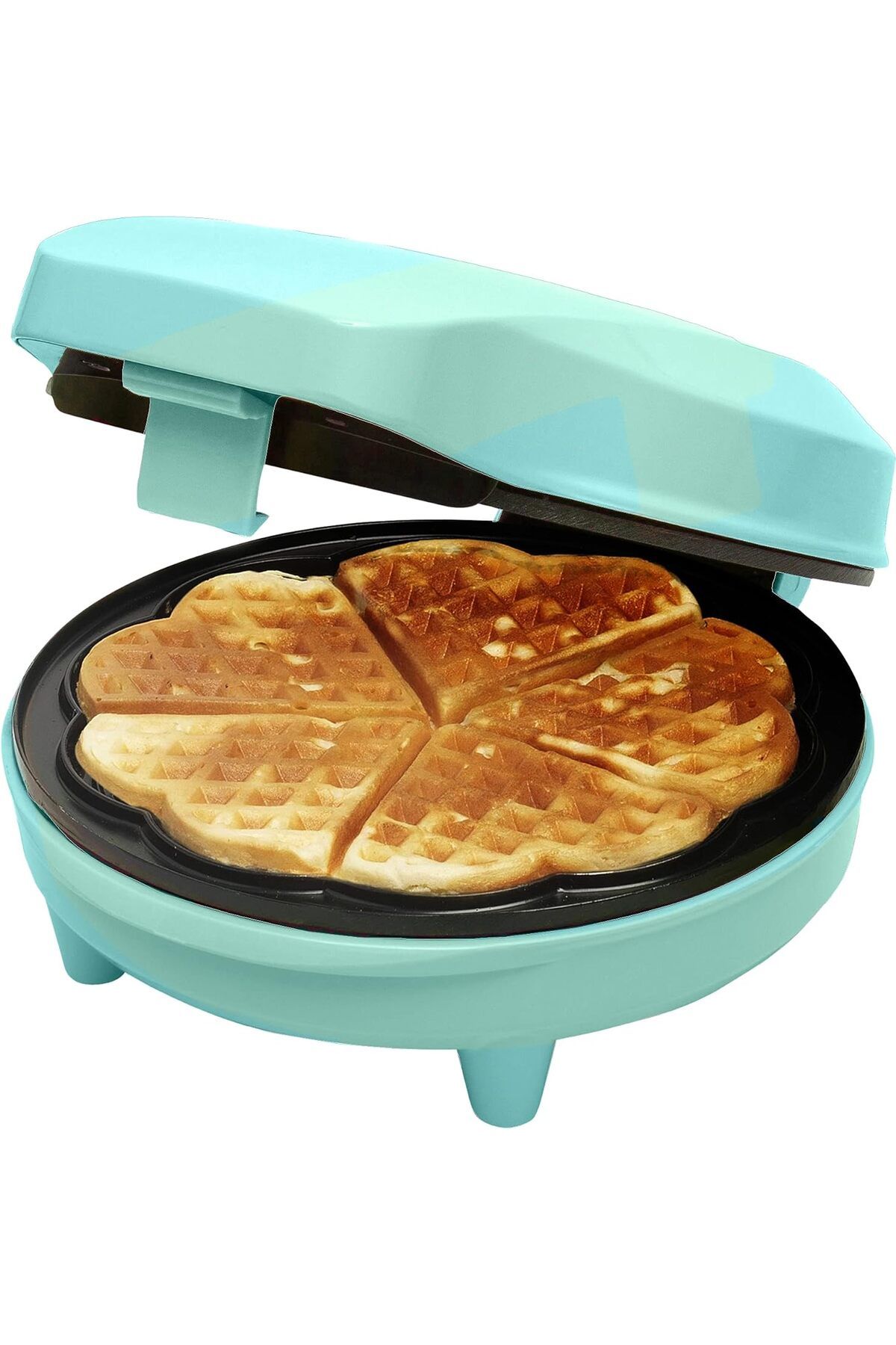 bestron Kalp Şeklinde Waffle'lar için Yapışmaz Kaplamalı Waffle Makinesi, Retro Tasarım