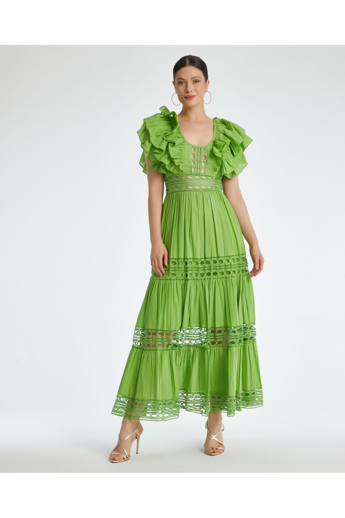 Serpil Serpil Kadın Fıstık Yeşil Elbise 35898
