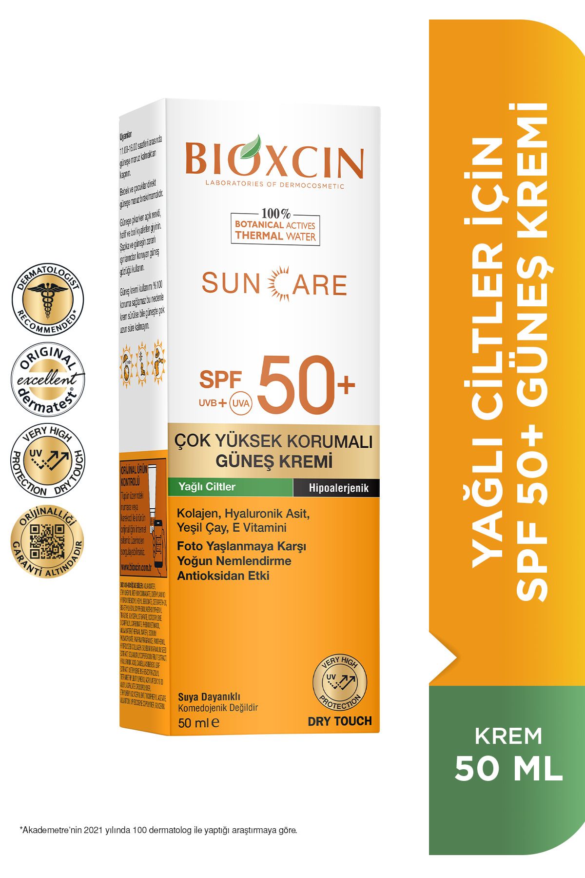 Bioxcin Sun Care Çok Yüksek Korumalı Yağlı Ciltler Için Güneş Kremi Spf 50 50 ml - Kolajen Dry Touch