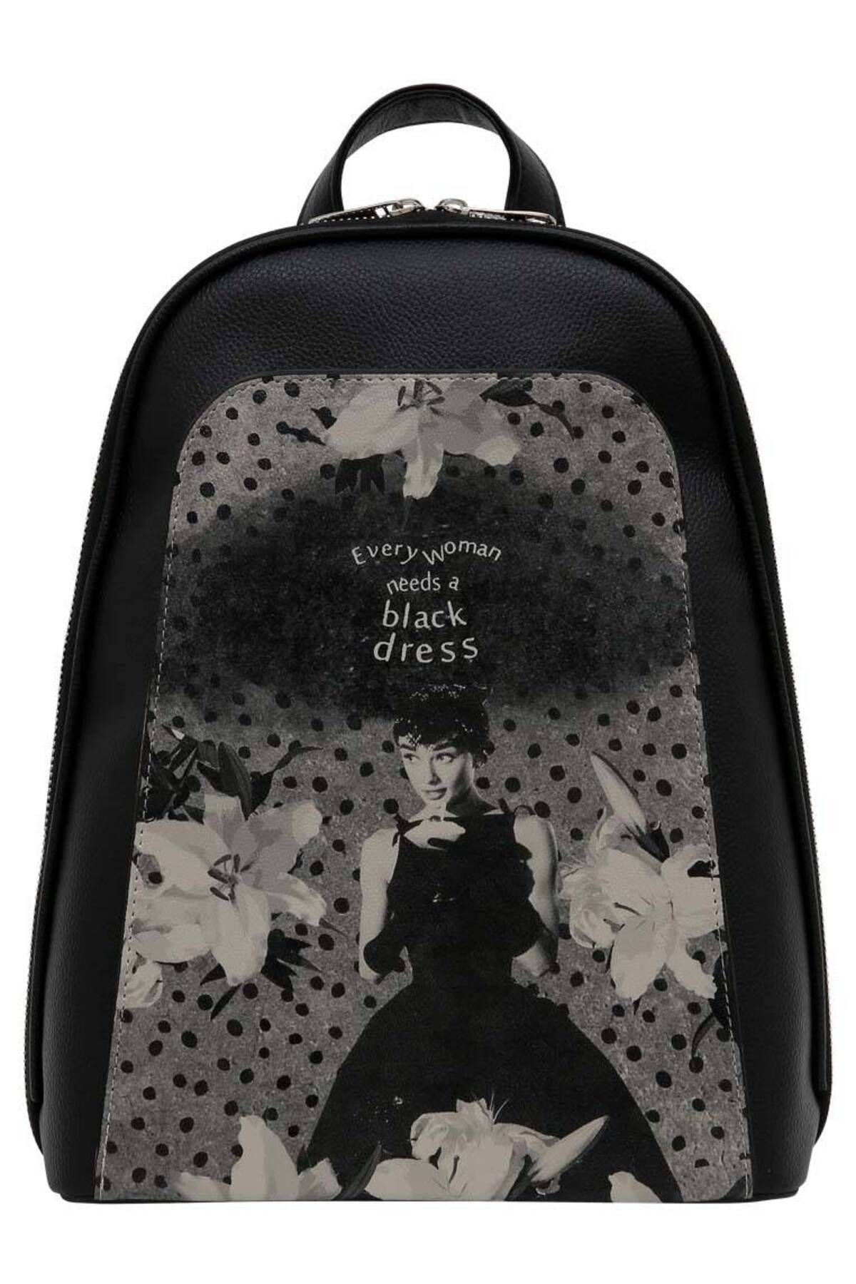 Dogo Kadın Vegan Deri Siyah Sırt Çantası - Black Dress Tasarım
