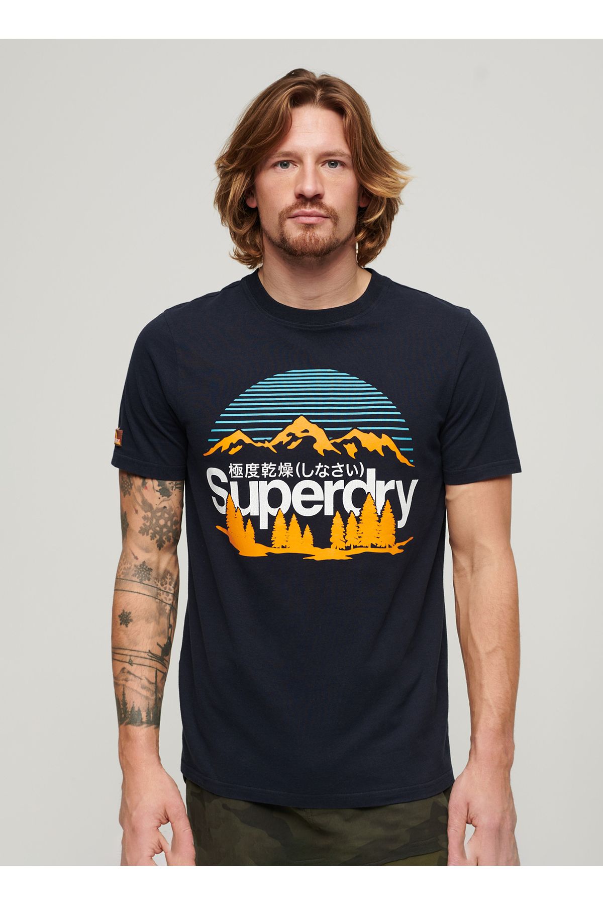 SUPERDRY Bisiklet Yaka Baskılı Lacivert Erkek T-Shirt M1011911A98T_GREAT OUTDOORS NR GRAP