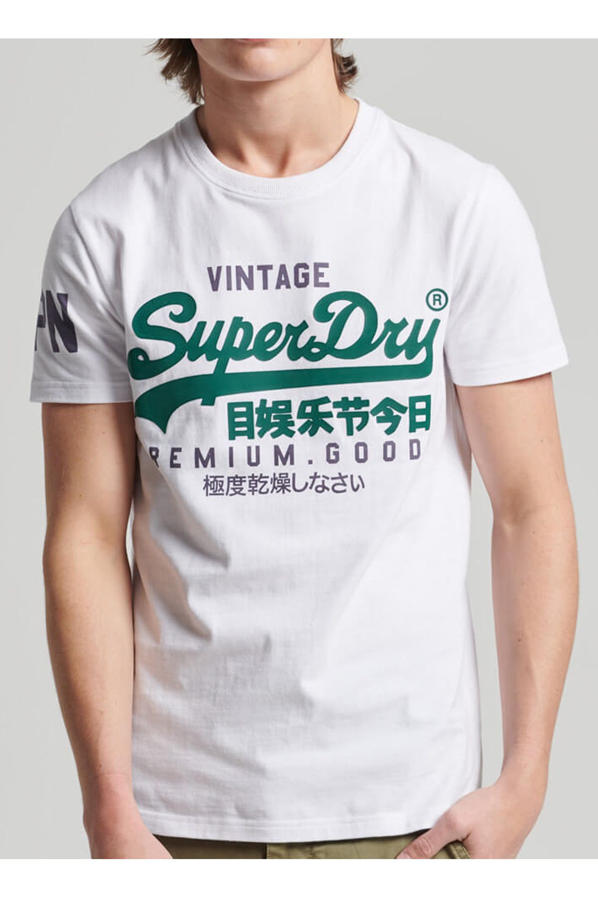 SUPERDRY Bisiklet Yaka Baskılı Beyaz Erkek T-Shirt M1011356A01C_VL TEE