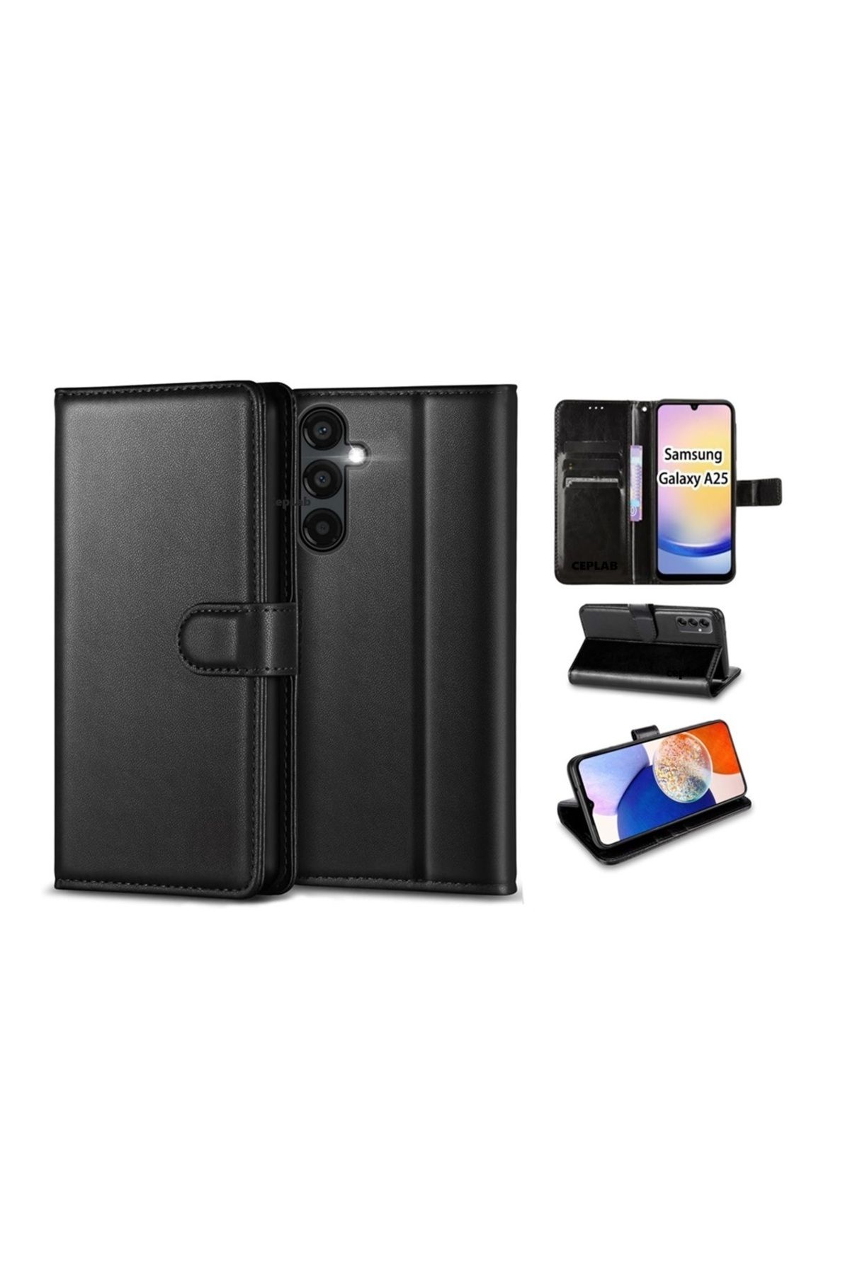 CepLab Samsung Galaxy A25 Kılıf İçi Cüzdanlı Kartlık Bölmeli Kapaklı Silikon Wallet Kılıf