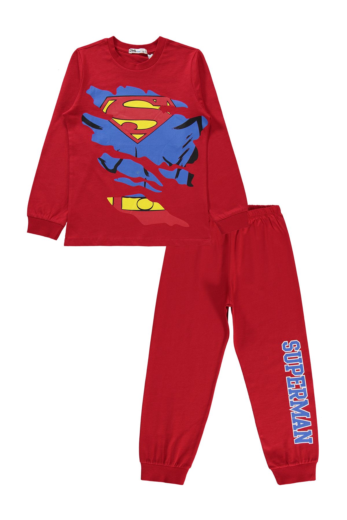 Superman Süperman Erkek Çocuk Pijama Takımı 10-13 Yaş Kırmızı
