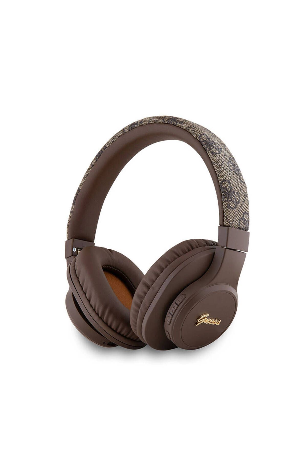 Guess Kulak Üstü Bluetooth Kulaklık Guess Lisanslı PU 4G Desen Metal Logolu Tone On Tone V5.3 Kahverengi