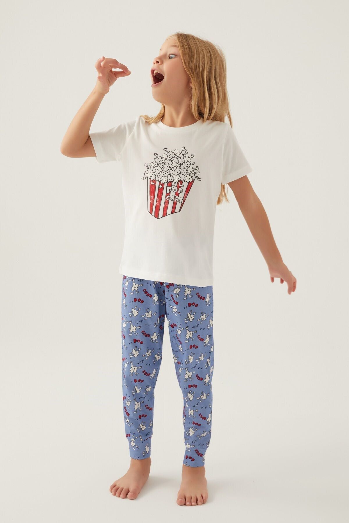 Rolypoly PopCorn Desenli, Anne-Kız Çocuk, İkili Pijama Takımı
