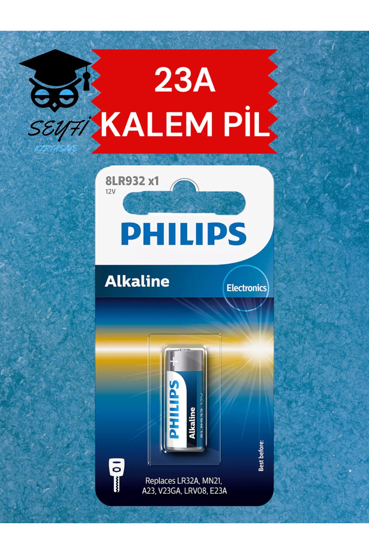 Philips MİNİ KALEM PİL 23A PHİLİPS ARAÇ KUMANDASI  ANAHTARSIZ GİRİŞ KARTLARI VB İÇİN KALEM PİL A23 1 ADET