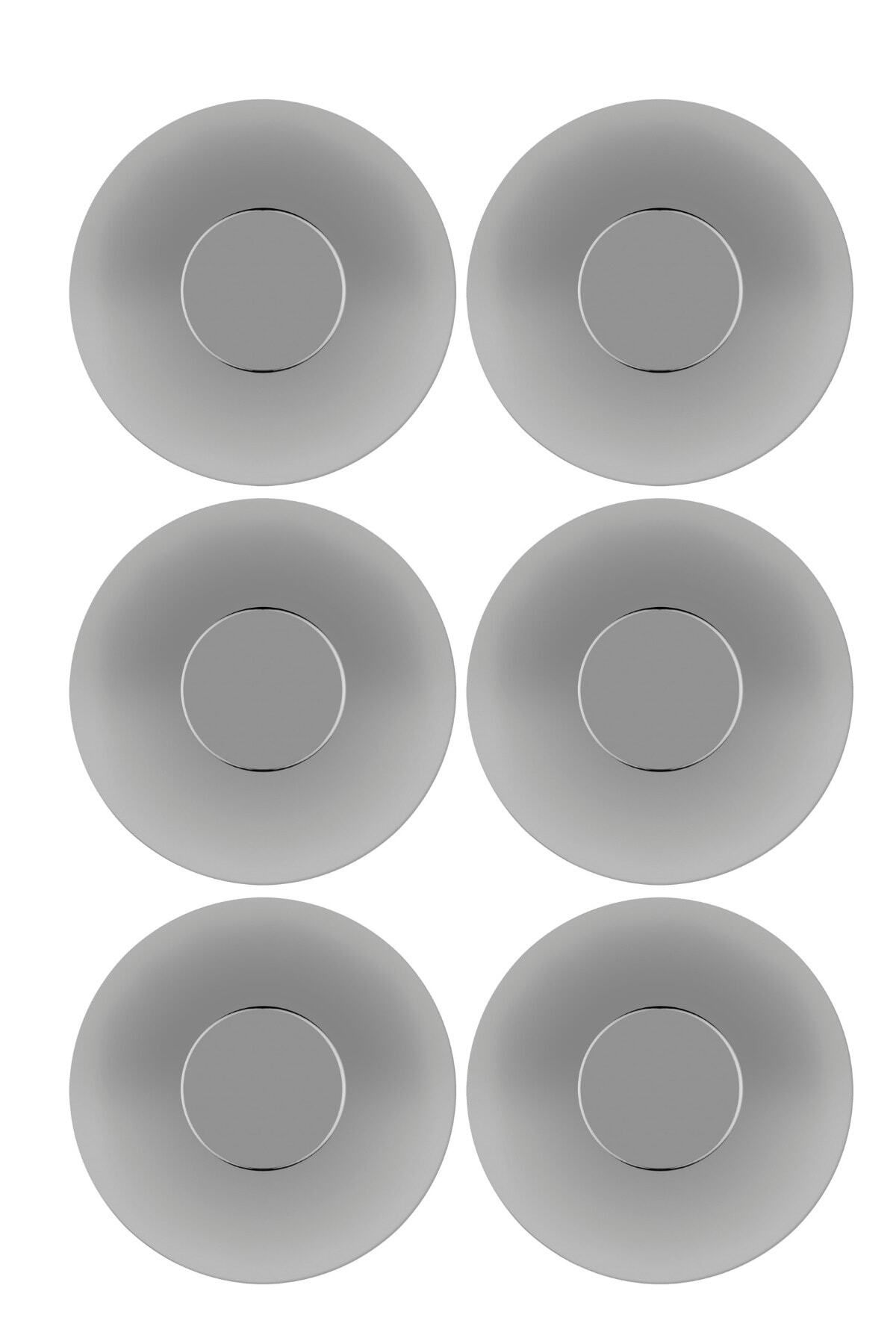 Kitchen Design Lab Yuvarlak Gümüş Çay Tabağı 6 Adet Paslanmaz Çelik Gümüş Çay Tabağı