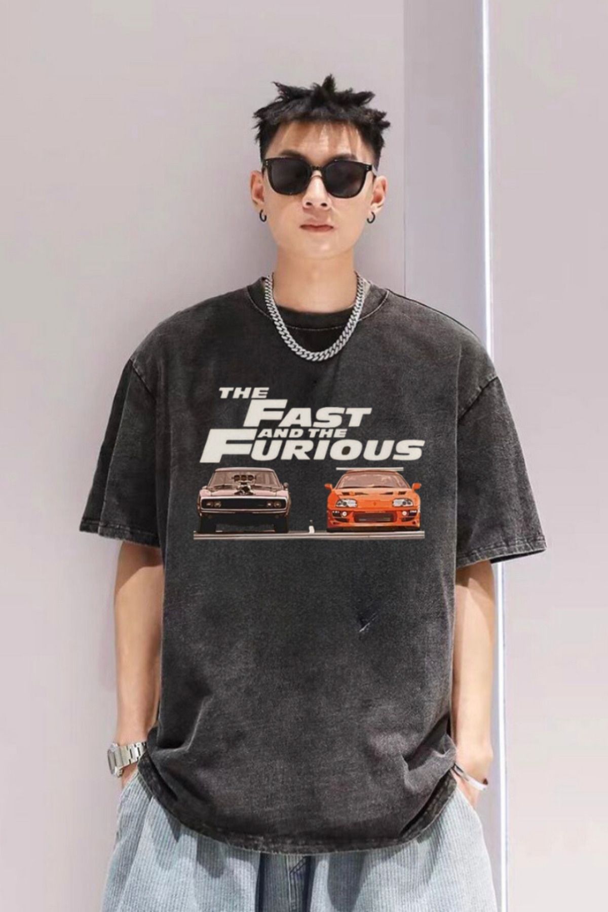 Toum The Fast and The Furious Baskılı Unisex Oversize Vintage T-shirt