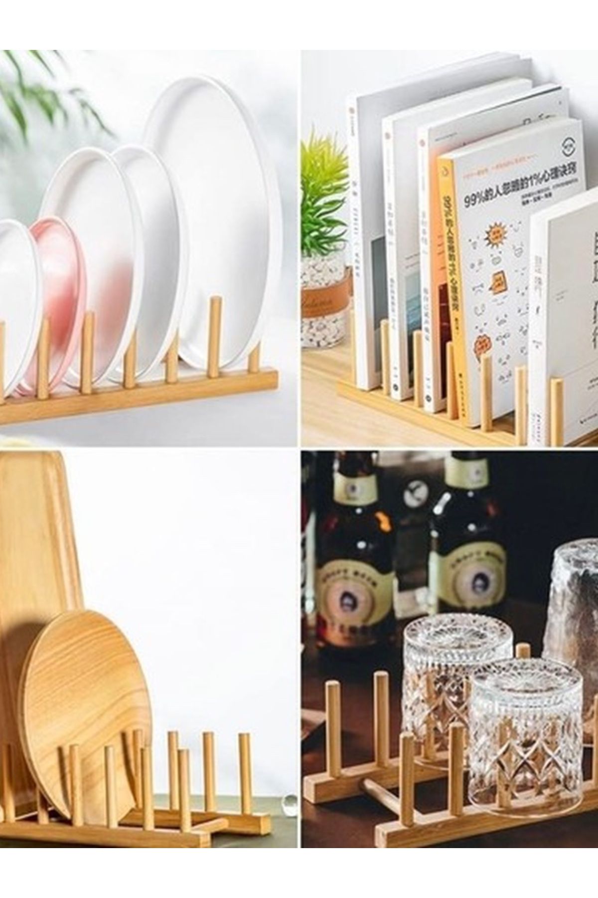 Store Bambu Ahşap Bulaşıklık, Paket Plaka Ahşap Stand Mutfak Dolabı Düzenleyici