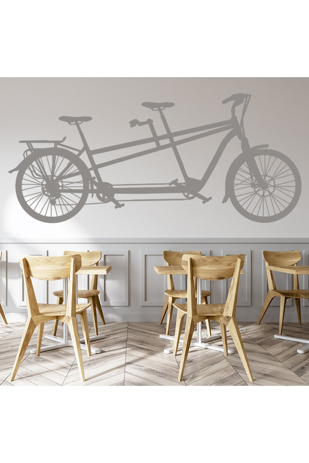Modatools Tandem Bisiklet Klasik Bisiklet Dekoratif Duvar Sticker Çıkartması Spor Salonu Çocuk Odası