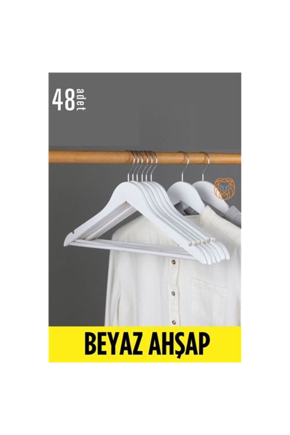 Transformacion 48 ADET Elbise Askısı Beyaz Ahşap