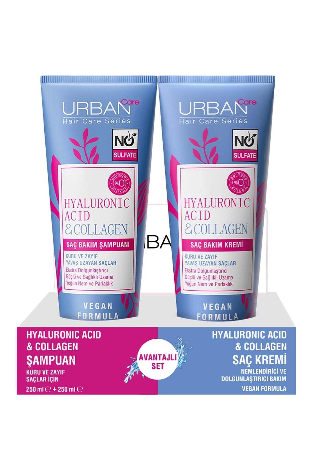 Urban Care Hyalüronik Asit ve Kolajen Şampuan 250 ml + Hyalüronik Asit ve Kolajen Saç Kremi 250 ml