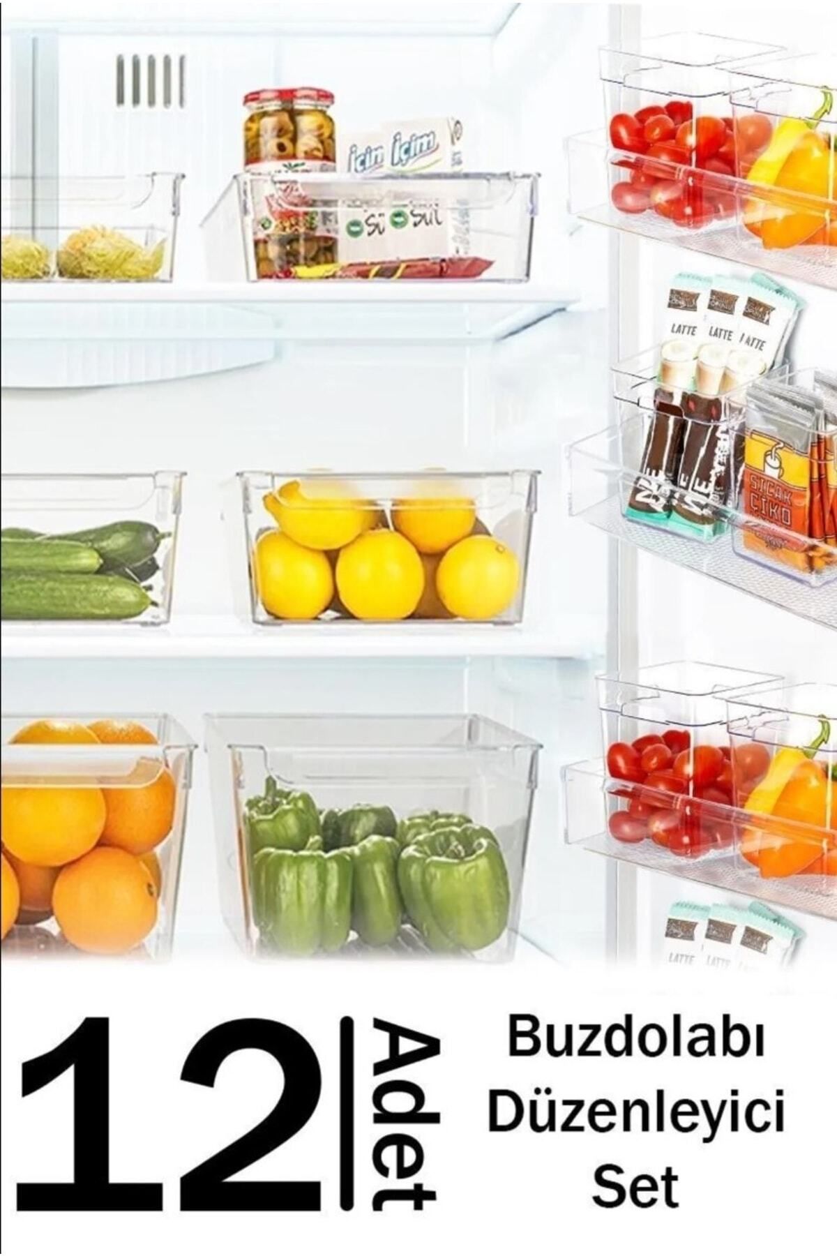AKTURK HOME 12'li Set - Buzdolabı Kapak İçi Düzenleyici Kutu - Çok Amaçlı Mutfak Dolap İçi Organizer