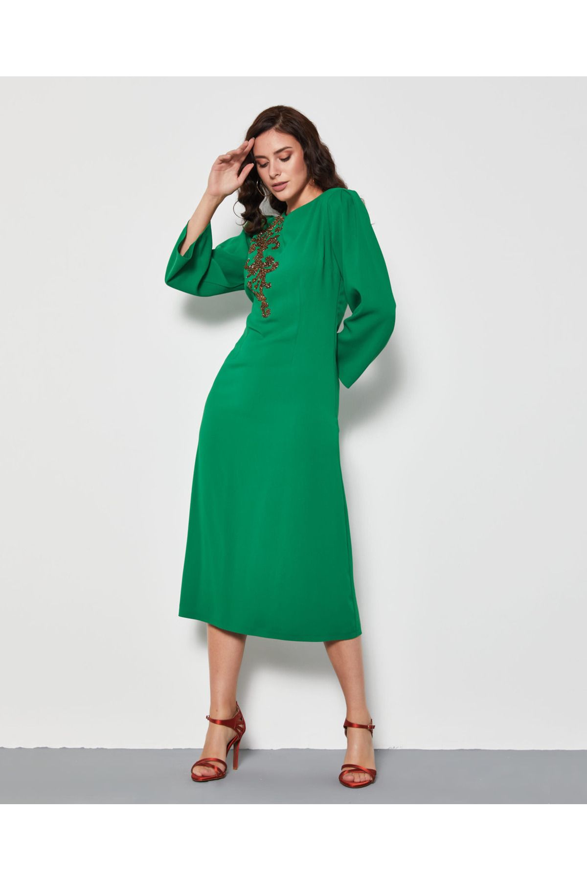 Serpil Serpil Kadın Yeşil Elbise 37084