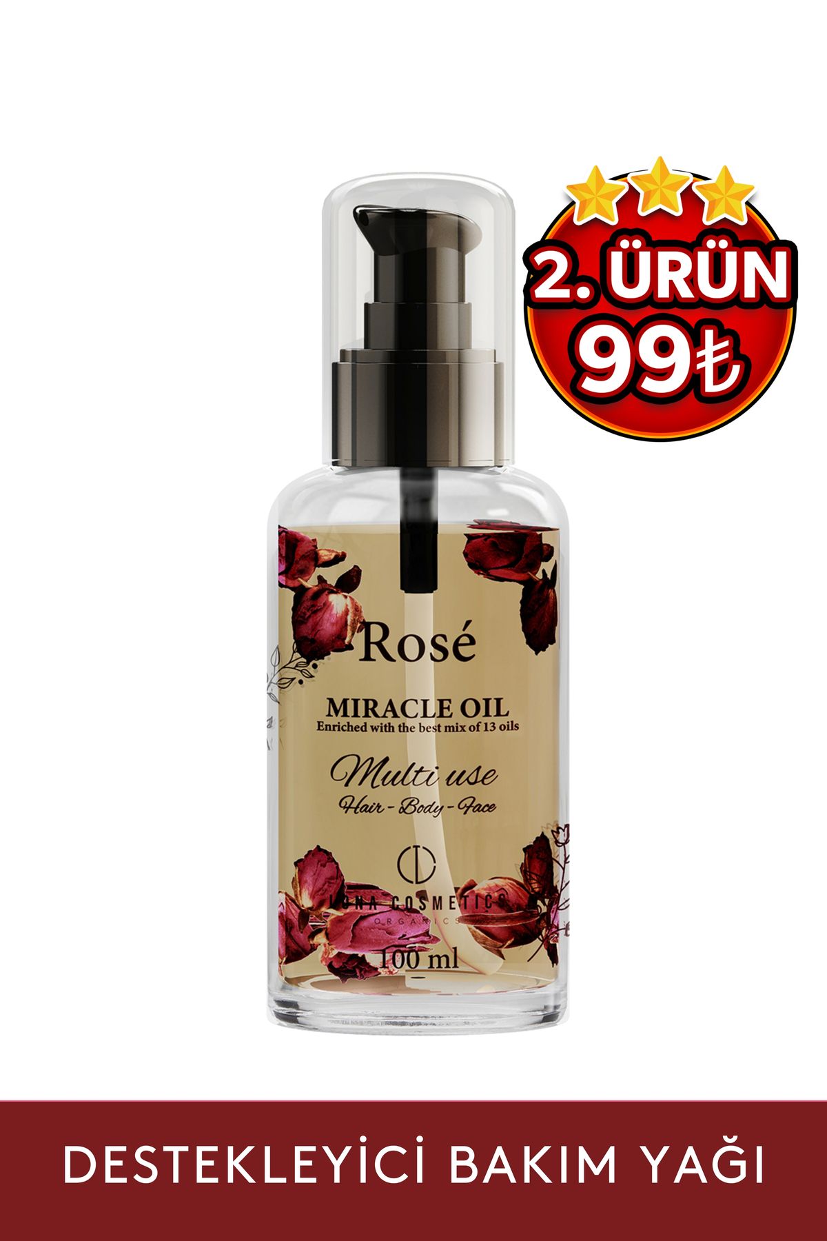 Lona Cosmetics Rose Multi Oil - Mucizevi Gül Özlü Nemlendirici, Işıltı Veren Vücut Yağı