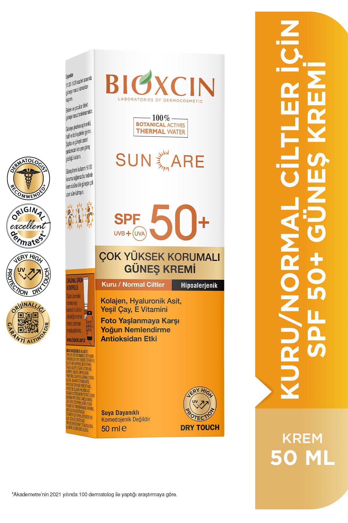 Bioxcin Sun Care Spf 50 Çok Yüksek Korumalı Güneş Kremi 50 ml Kuru ve Normal Cilt - Kolajen Hyaluronik Asit