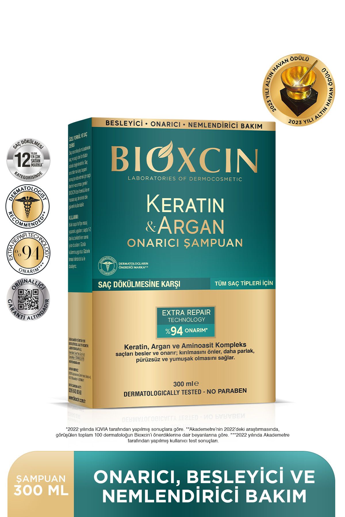 Bioxcin Keratin & Argan Onarıcı Bakım Şampuan 300 ml - Yıpranmış ve Hassas Saçlar