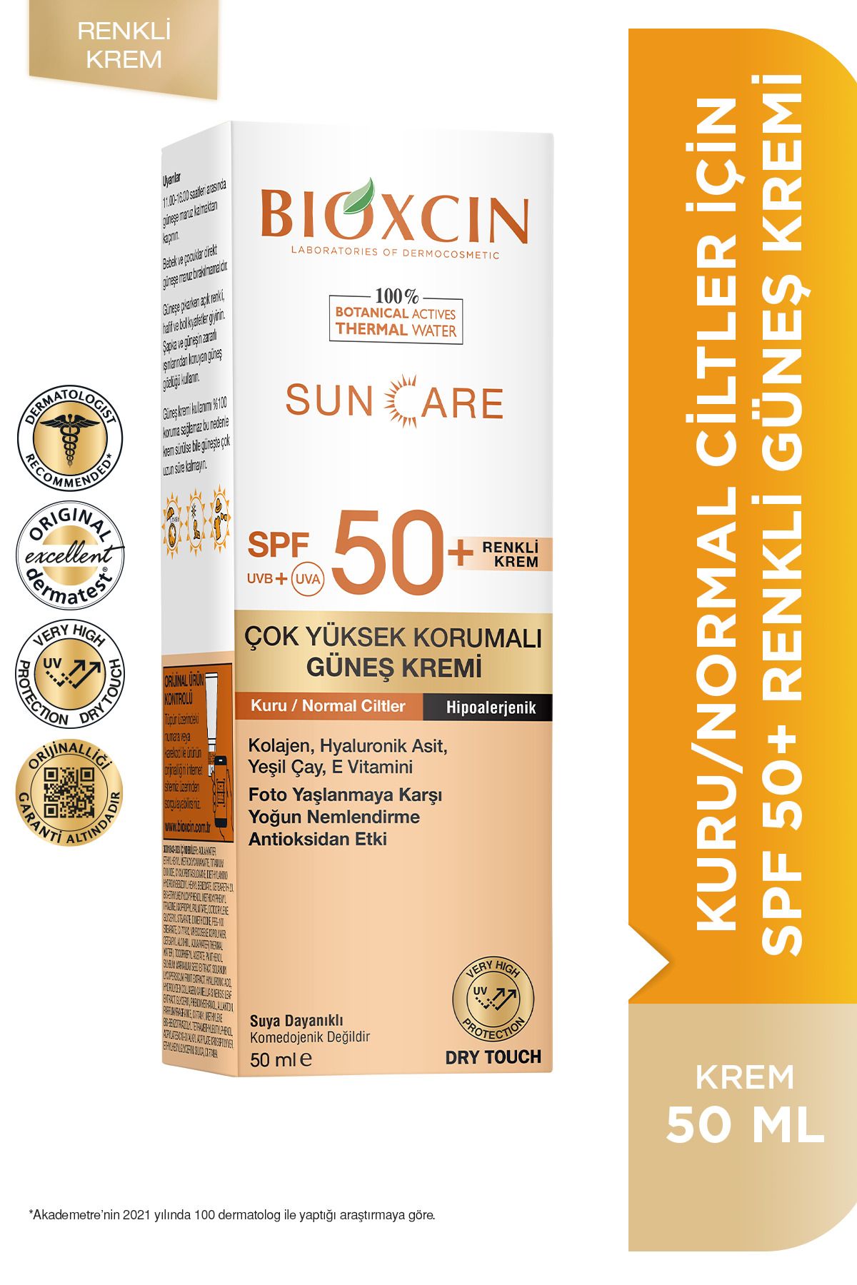 Bioxcin Sun Care Çok Yüksek Korumalı Kuru Normal Ciltler Için Renkli Güneş Kremi Spf 50 50ml Tinted