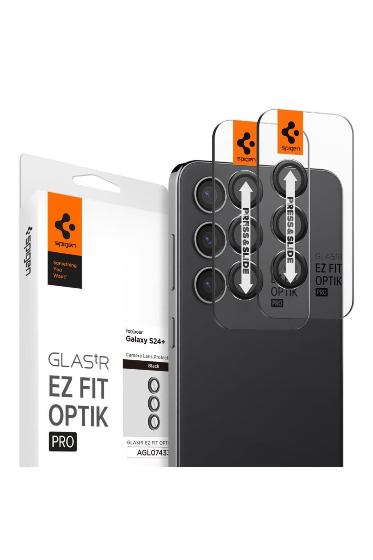 Spigen Galaxy S24 Plus Kamera Lens Camı Koruyucu Glas.tR EZ Fit Optik Pro (2 Adet) Black - AGL07433