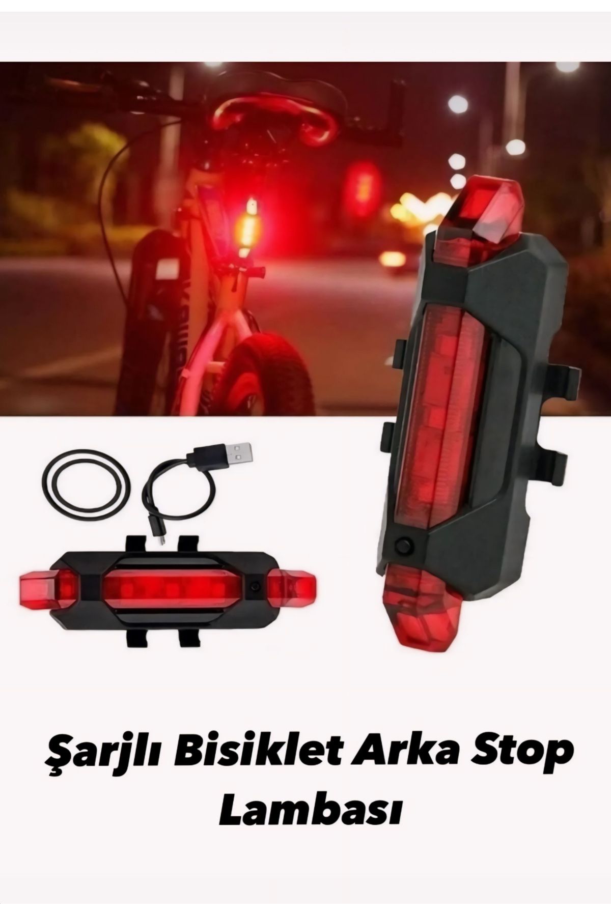 Mi-ÇA HOME Bisiklet Arka Stop Uyarı Lambası/Usb Şarjlı 4 Modlu Fonksiyonel Uyarı Ikaz Işığı Çakar Lambası
