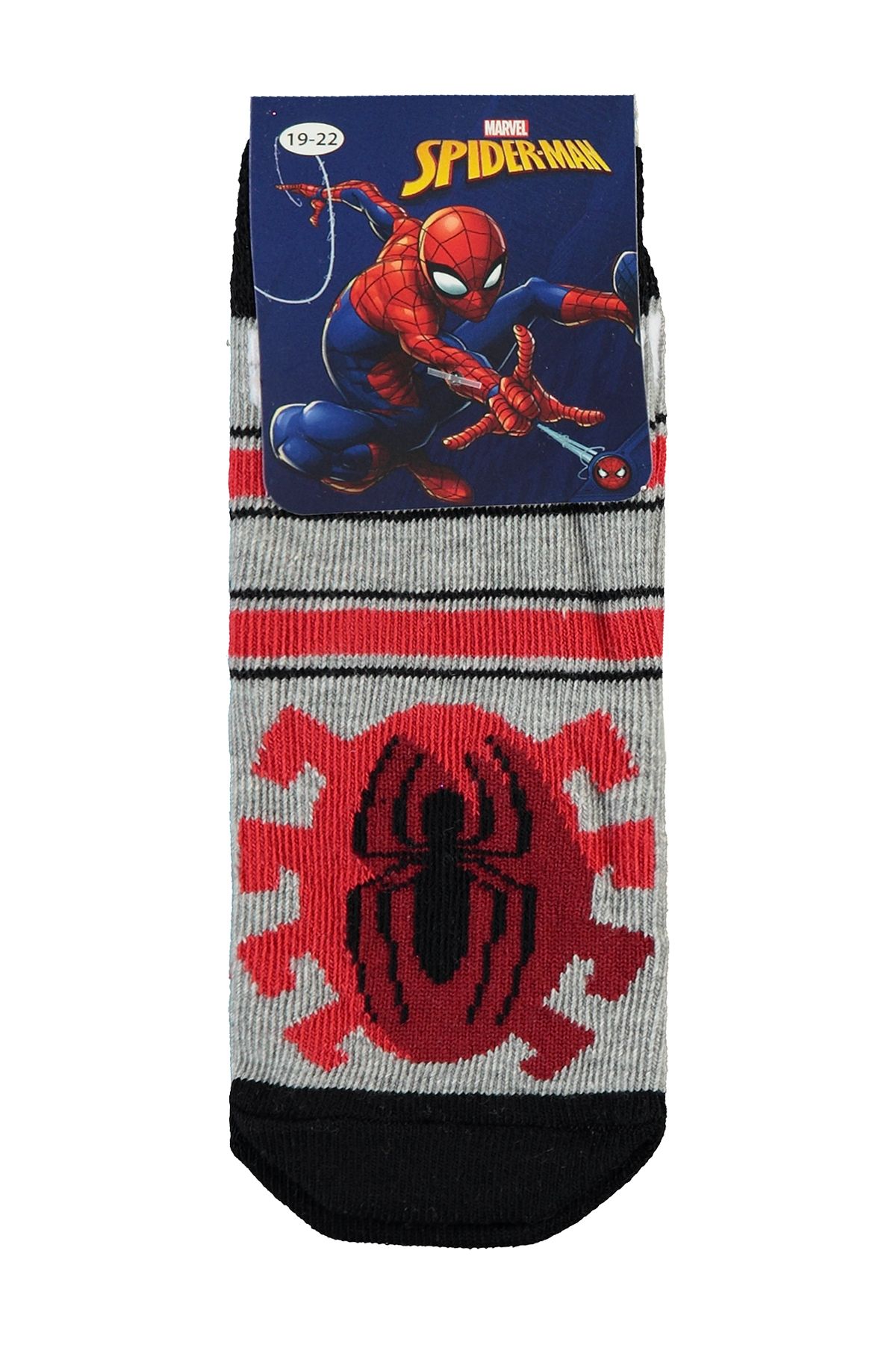 Spiderman Erkek Çocuk Soket Çorap 31 Yaş Gri