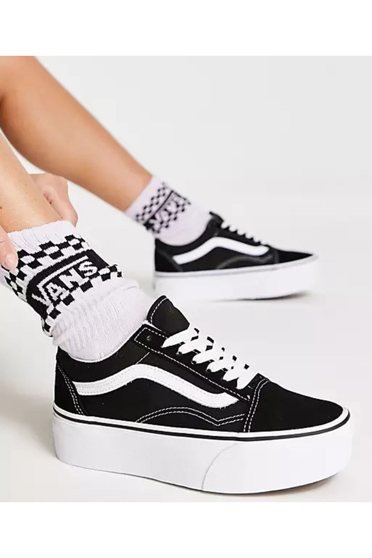Vans Ua Old Skool Stackform Kadın Yüksek Topuk Günlük Ayakkabı Sneaker Siyah