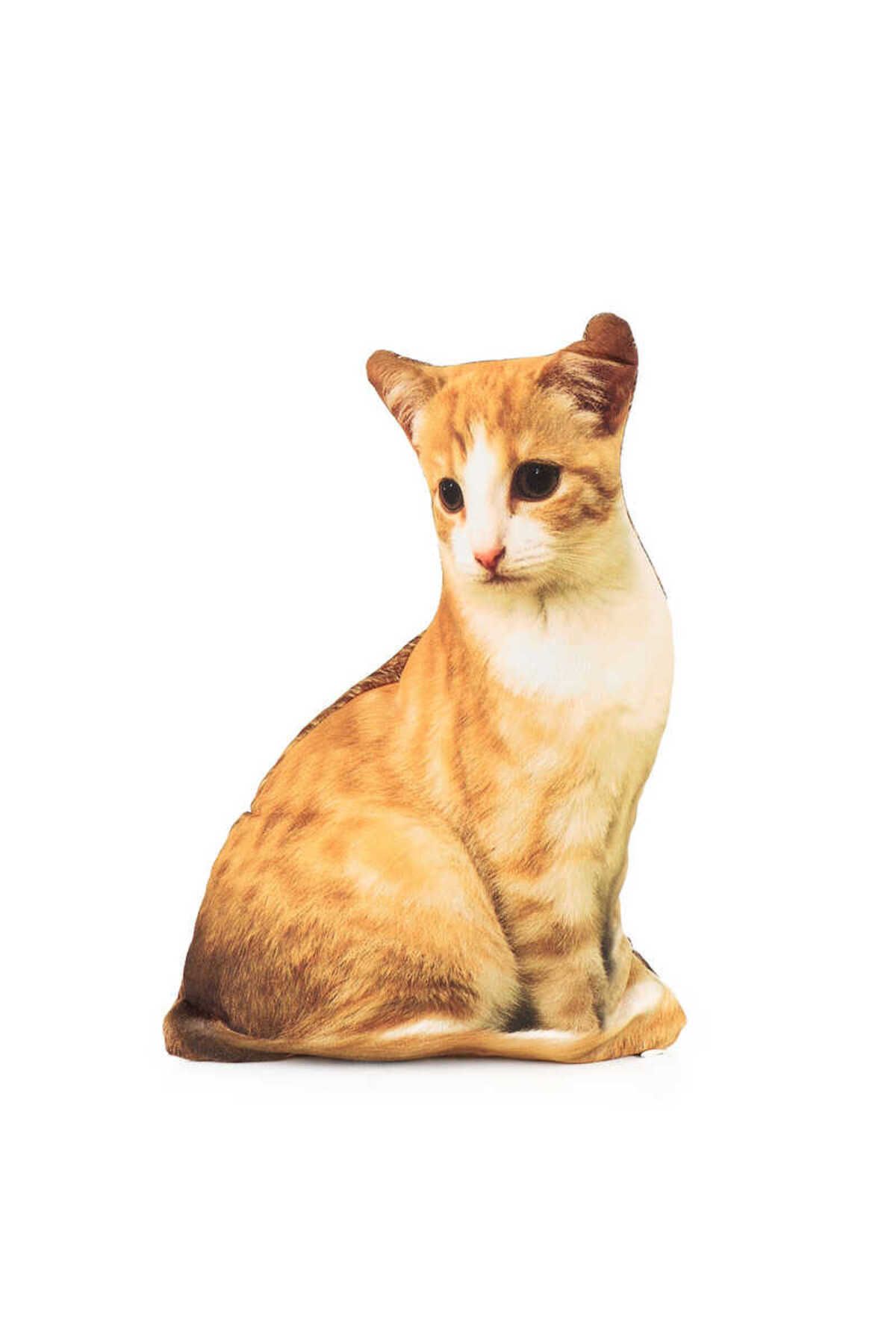Bursa İpek Sarı Kedi Desen Dekoratif Yastık