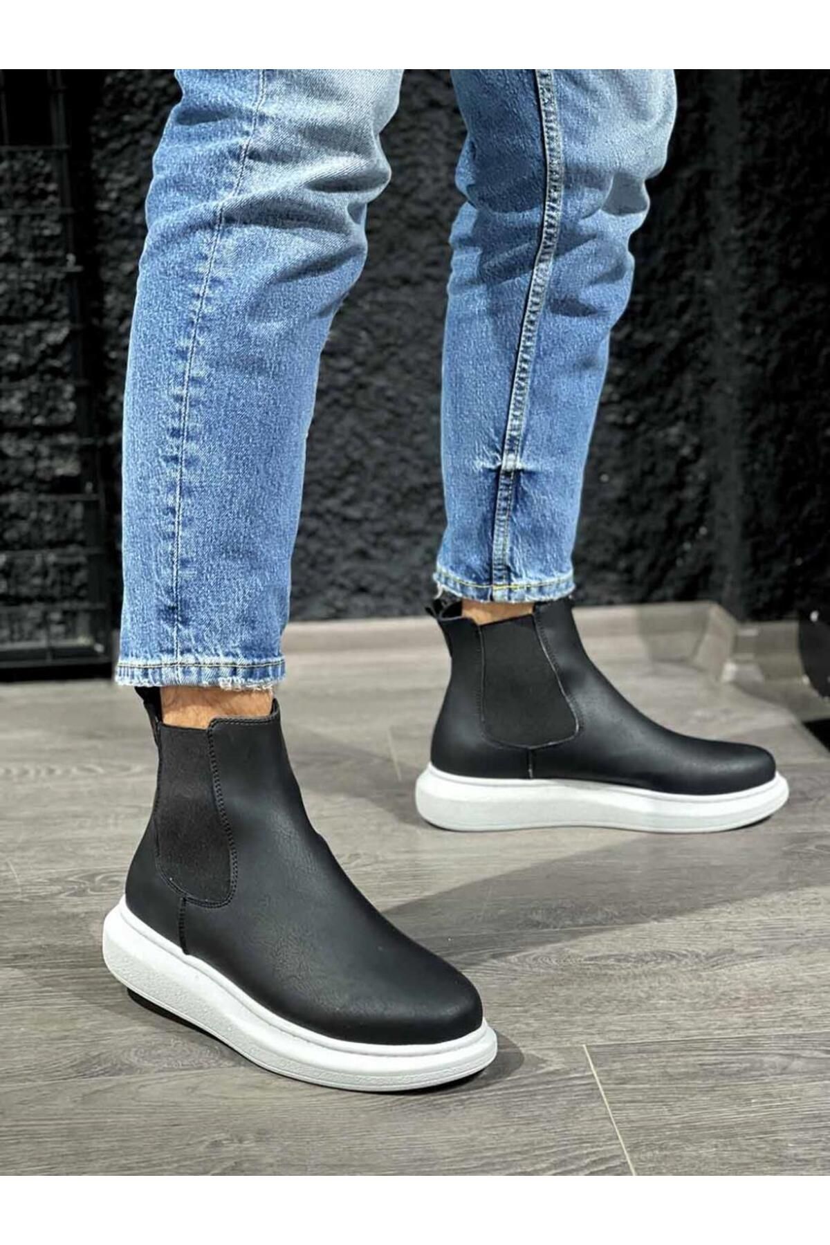 Knack Knack Yüksek Taban Ayakkabı 111 Siyah (Beyaz Taban)