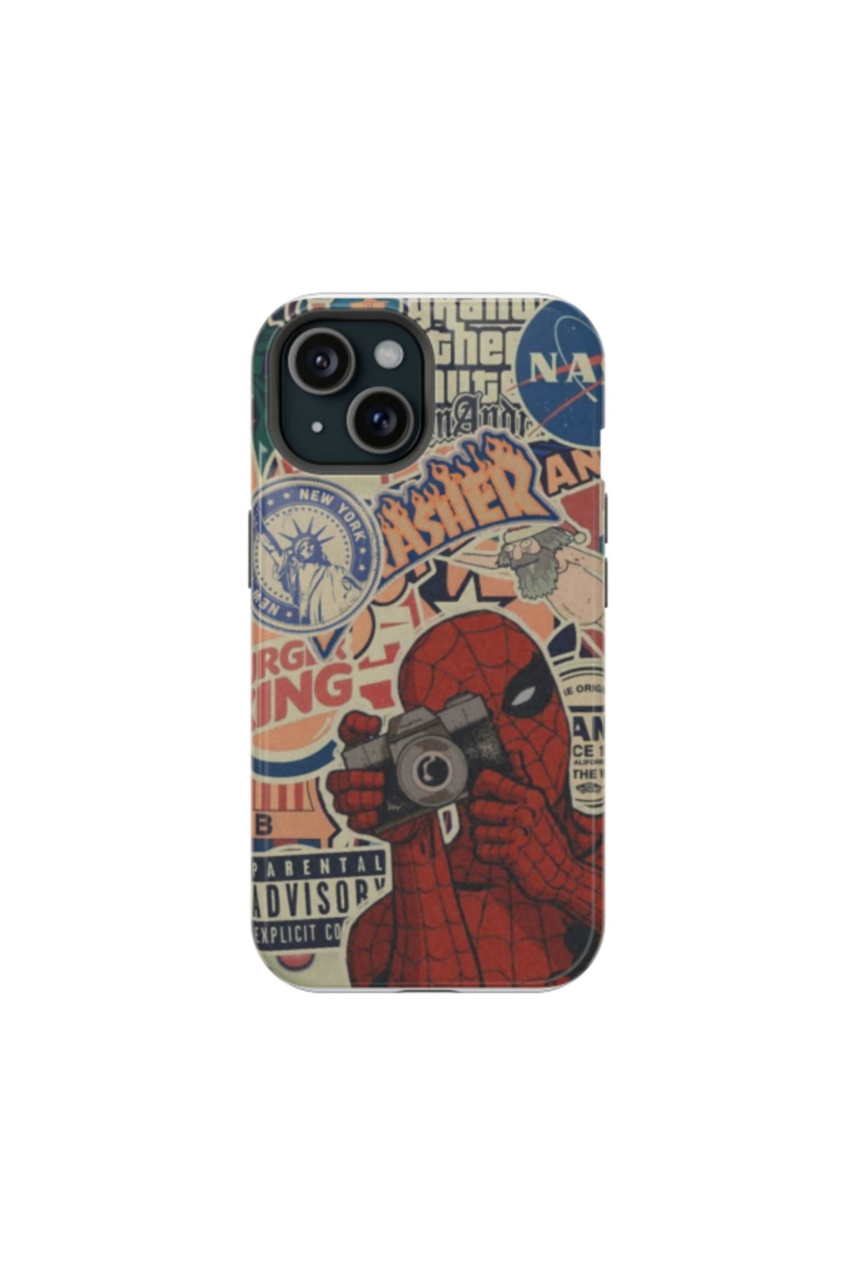 WOPP iPhone 15 Pro Max Uyumlu Silikon Kılıf - Marvel Kolaj