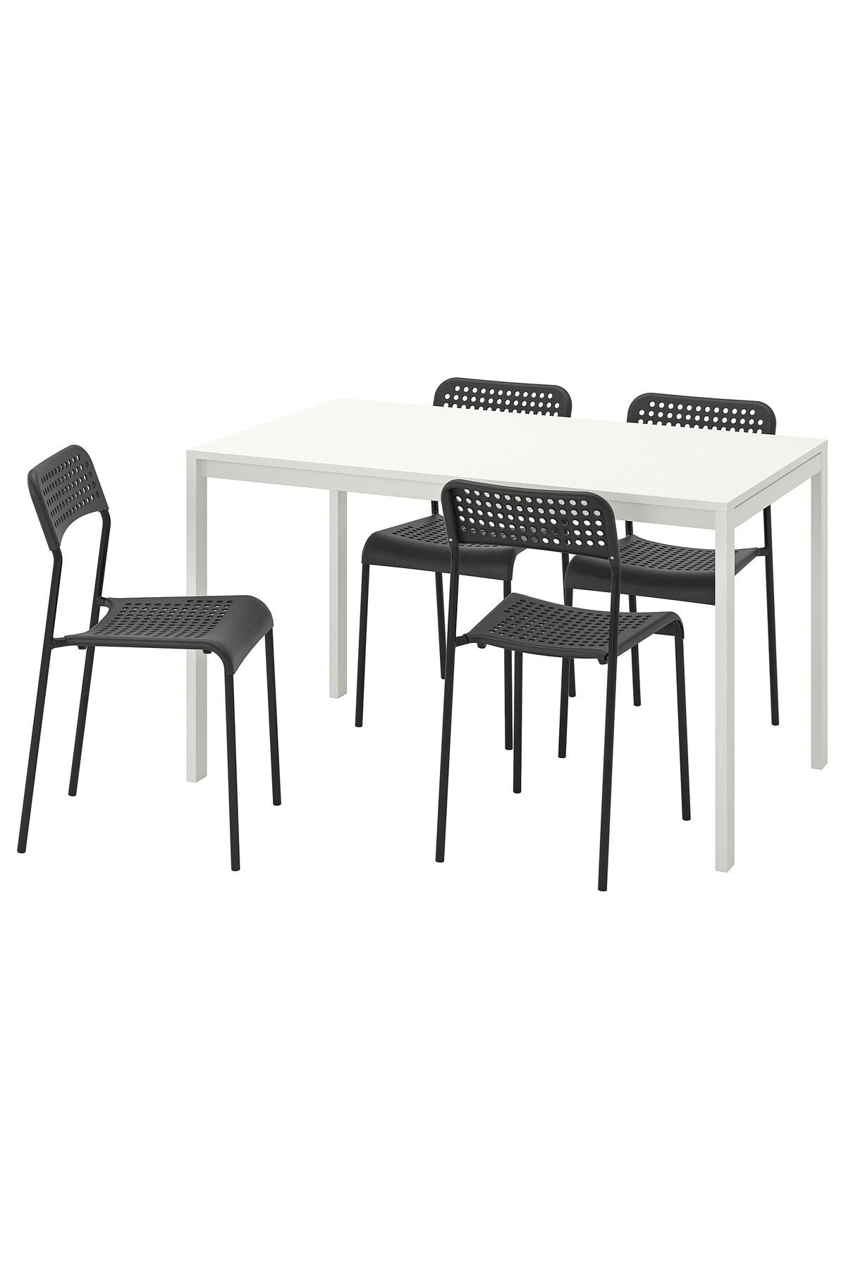 IKEA mutfak masası takımı, beyaz-siyah, 4 sandalyeli- beyaz, 4 sandalyeli
