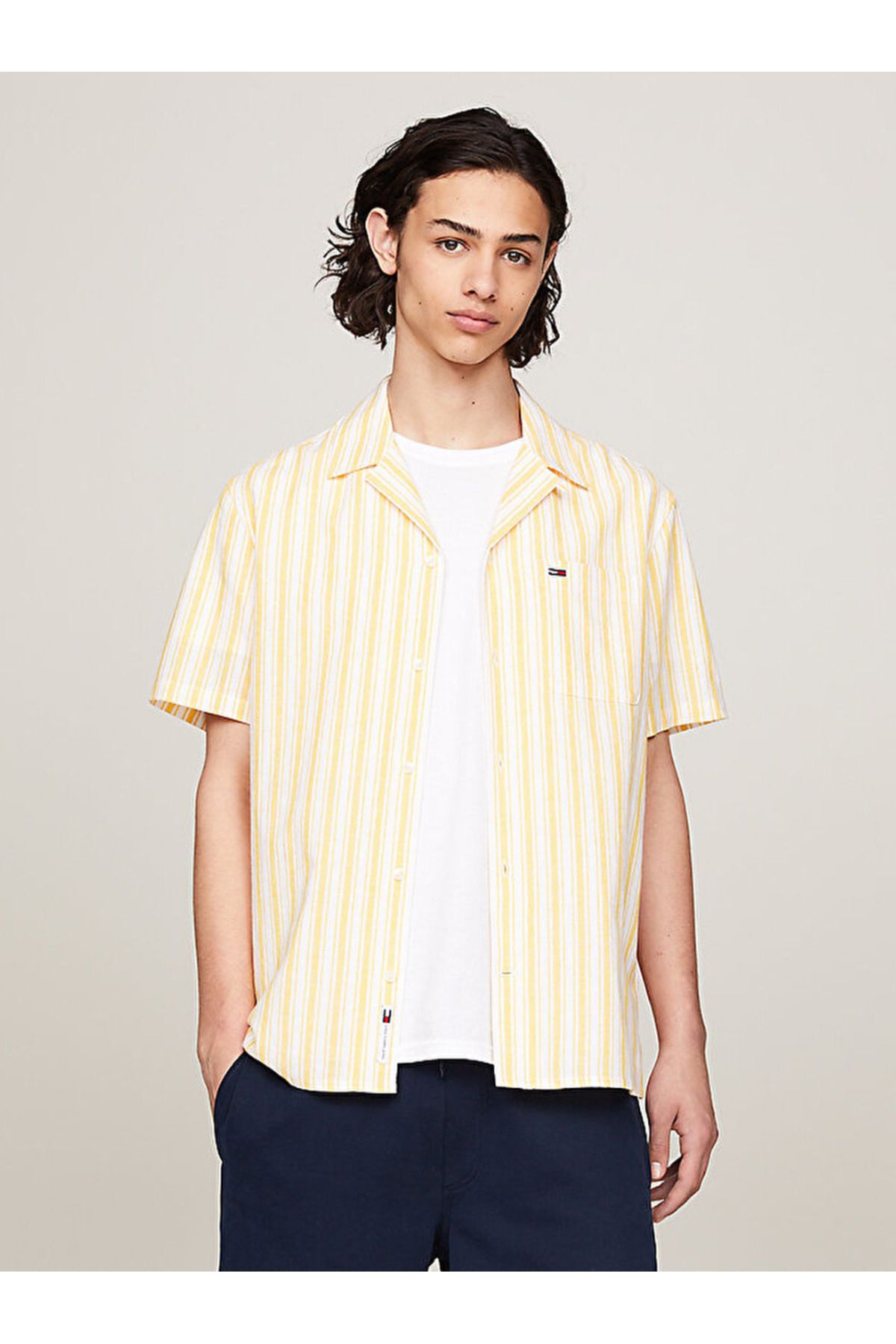 Tommy Hilfiger Stripe Camp Collar Short Sleeve Shirt