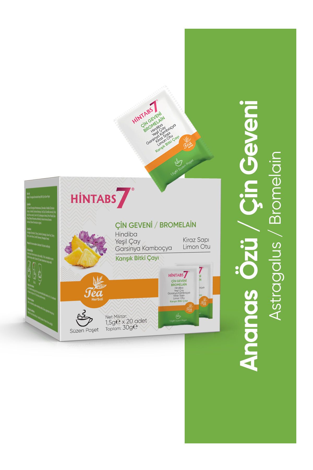 Hintabs 7 Çin Geveni "astragalus" Ananas Özü "bromelain" Detox Çayı