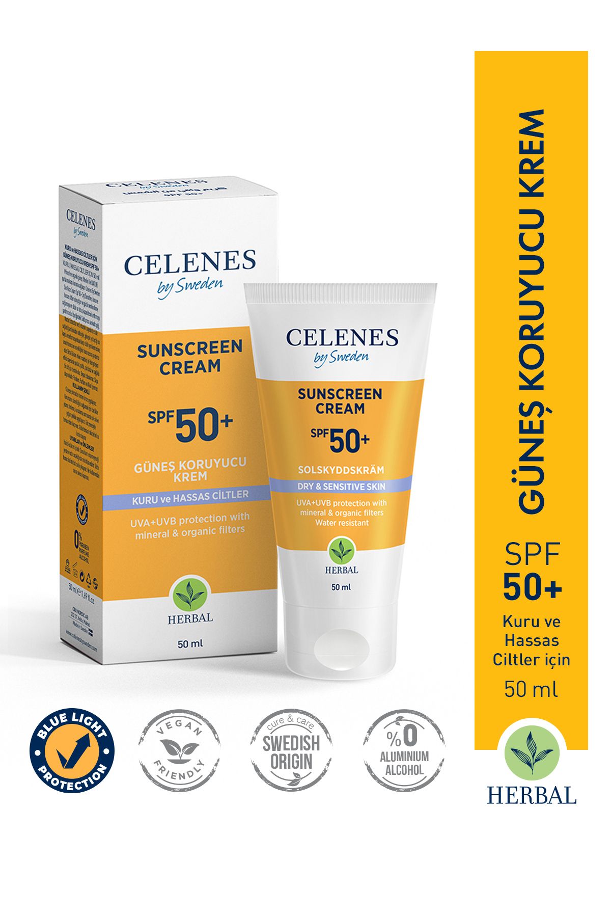 Celenes by Sweden HERBAL SUNSCREEN DRY AND SENSİTİVE SKİN 50+ SPF 50 ML KEYON2037