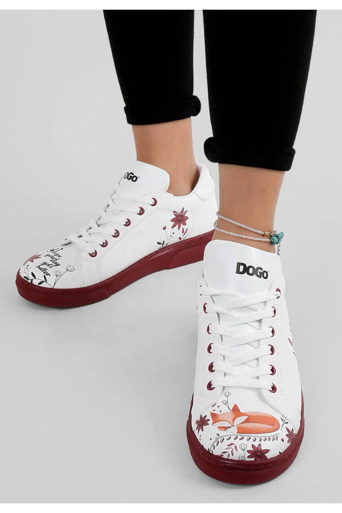 Dogo Kadın Vegan Deri Beyaz Sneakers - Spirit Animal Tasarım