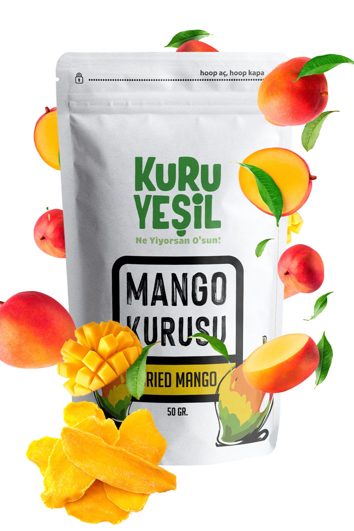 Kuru Yeşil Mango Kurusu Naturel Şekersiz 50 Gram | Kuru Meyve | Doğal | Katkısız