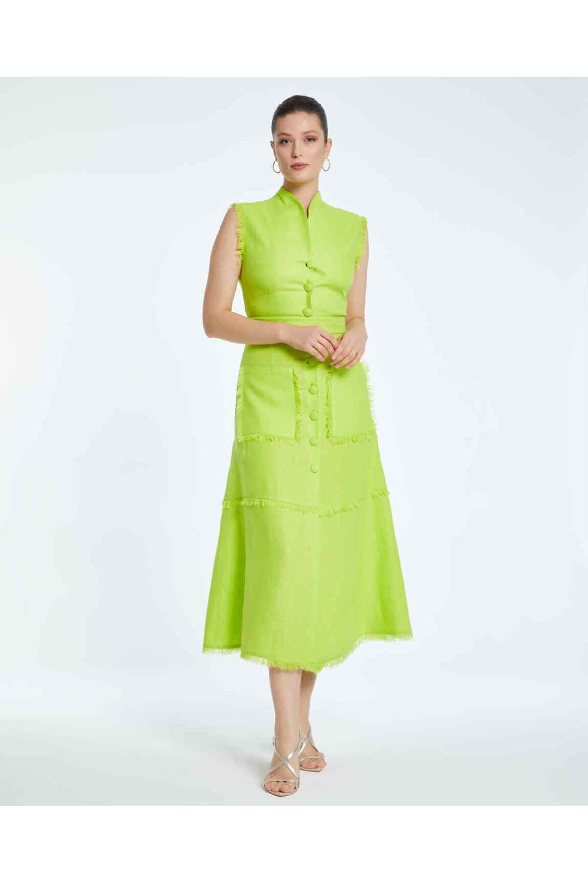 Serpil Serpil Kadın Fıstık Yeşil Elbise 38348