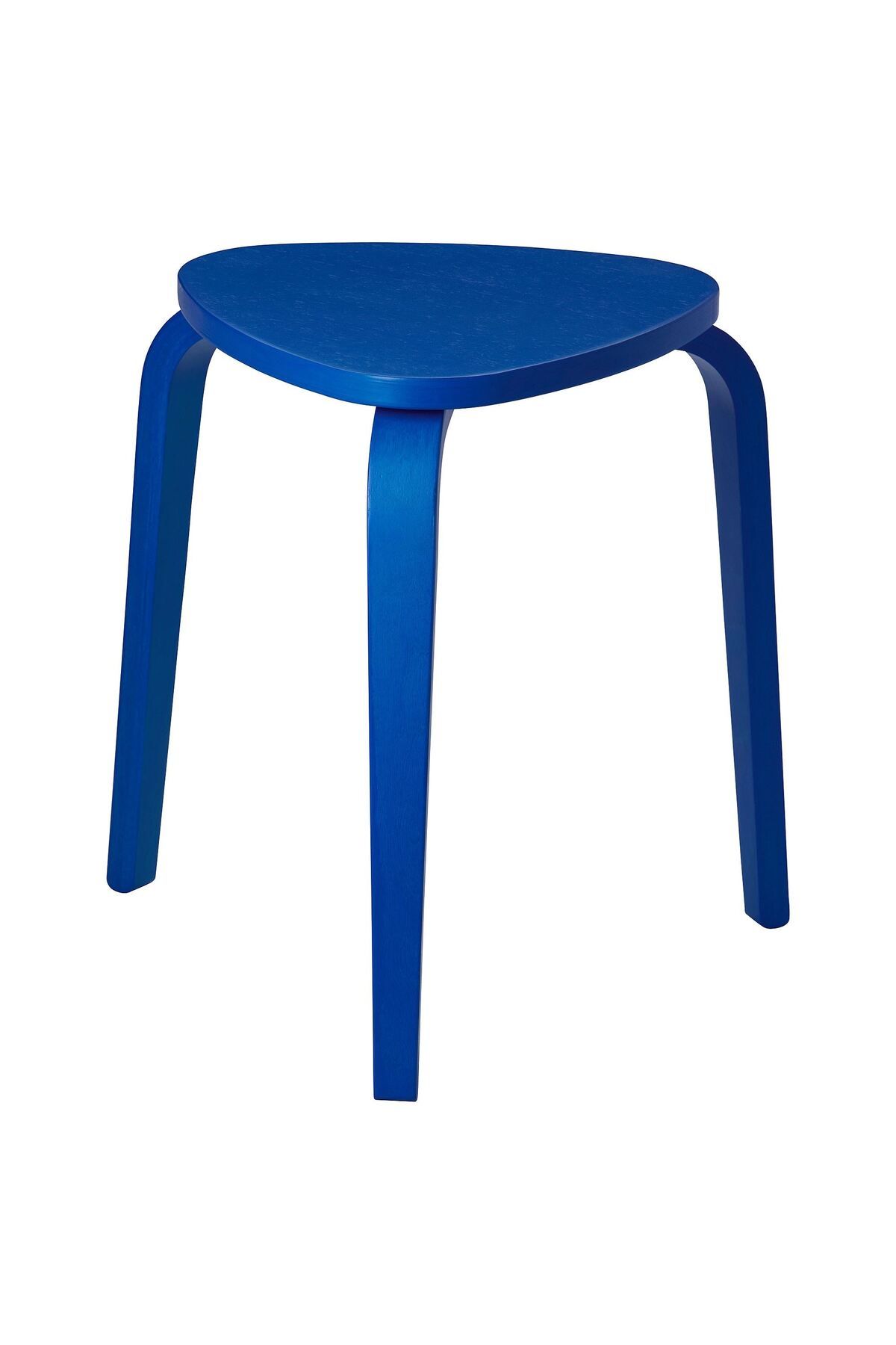 IKEA ahşap tabure, parlak mavi