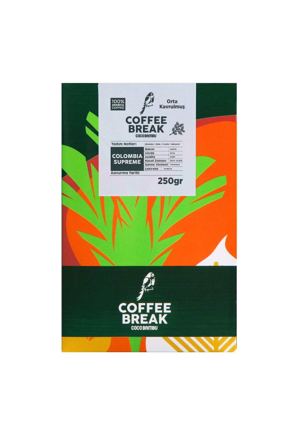 Coffee Break Coco Bambu Colombia Supremo Çekirdek Kahve 250 Gr.